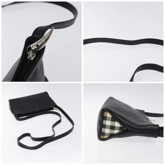 BURBERRY Shoulder Bag Leather Black Silver Auth am8354 - Picture 16 of 16